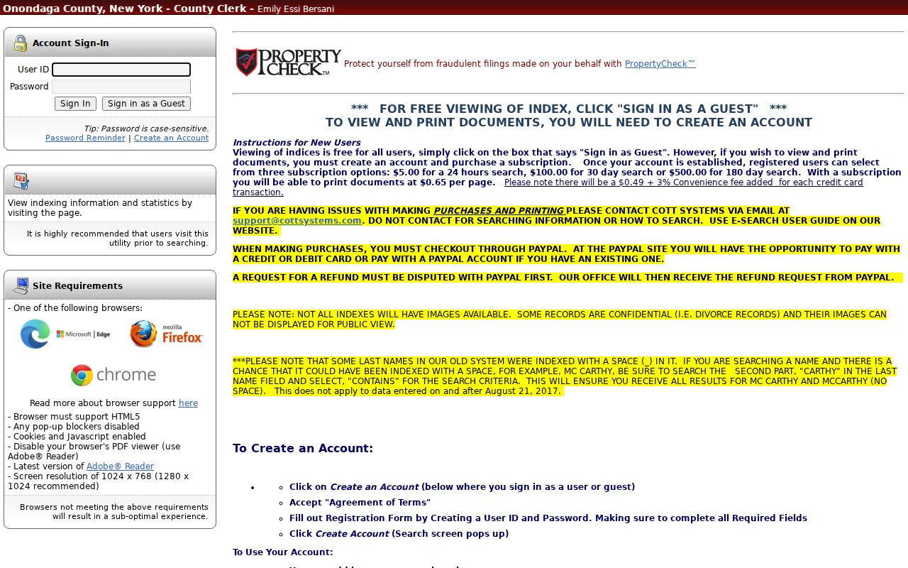 Manlius residents directory Onondaga County deed index entry screen
